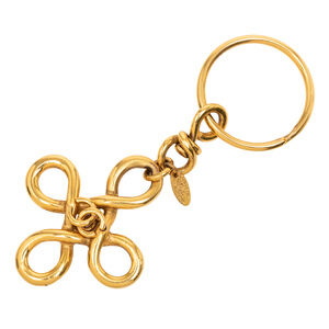 Pre-Loved Chanel Gold Plated CC Clover Cross Keychain
